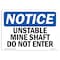 Signmission Safety Sign, OSHA Notice, 18" Height, 24" Width, Unstable Mine Shaft Do Not Enter Sign, Landscape OS-NS-D-1824-L-18782 - alternate 1